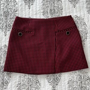 Zara Red & Black Houndstooth Mini Skirt